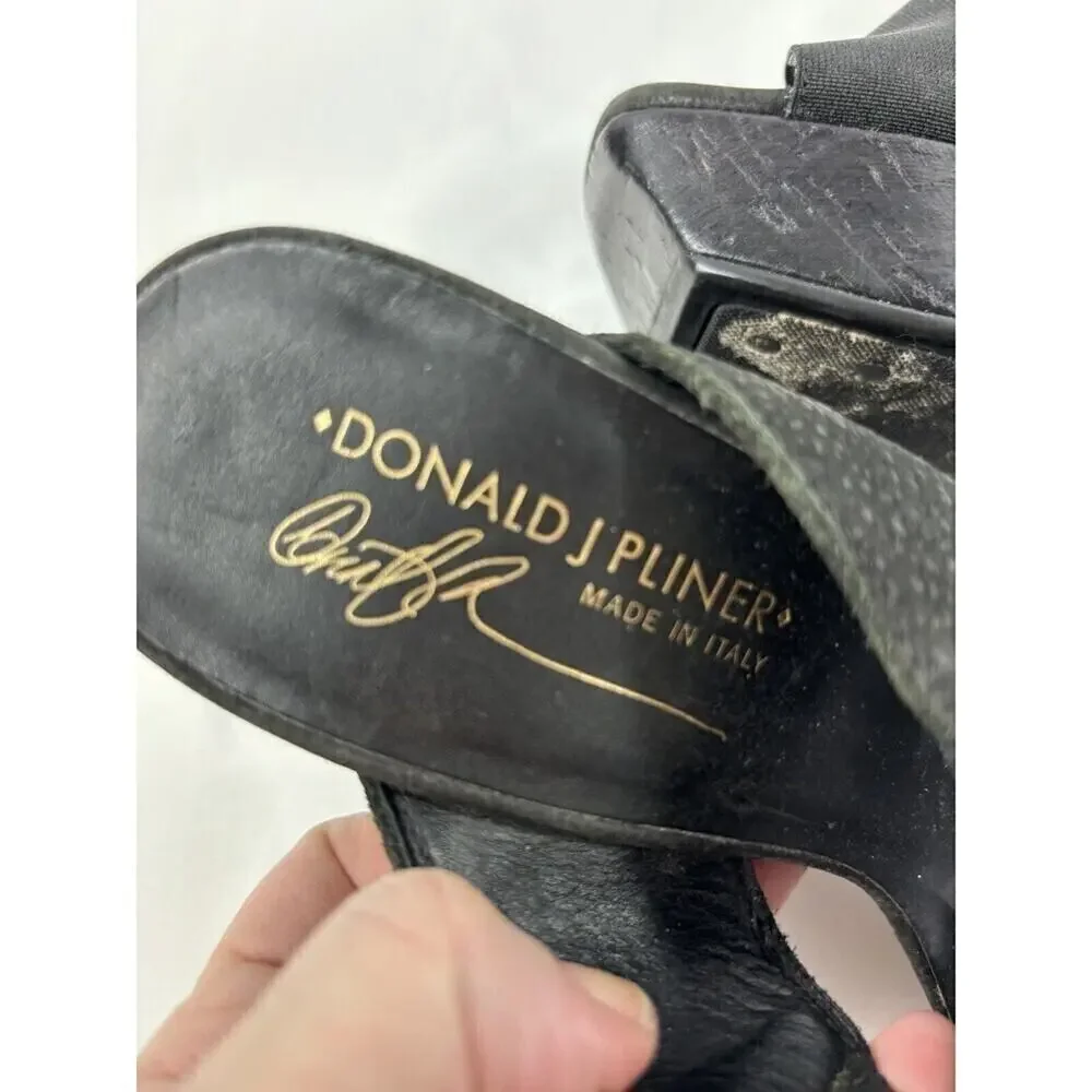 Donald J Pliner Criss Cross Platform Wedge Sandal Black 6 M